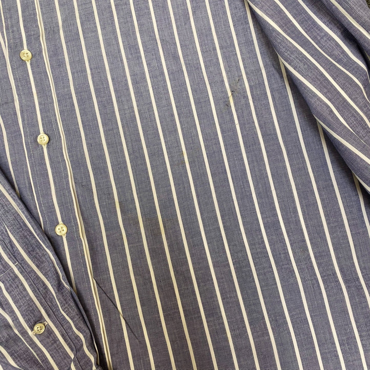 Polo Ralph Lauren Formal Shirt Mens XL Grey White Striped Regent Classic Fit