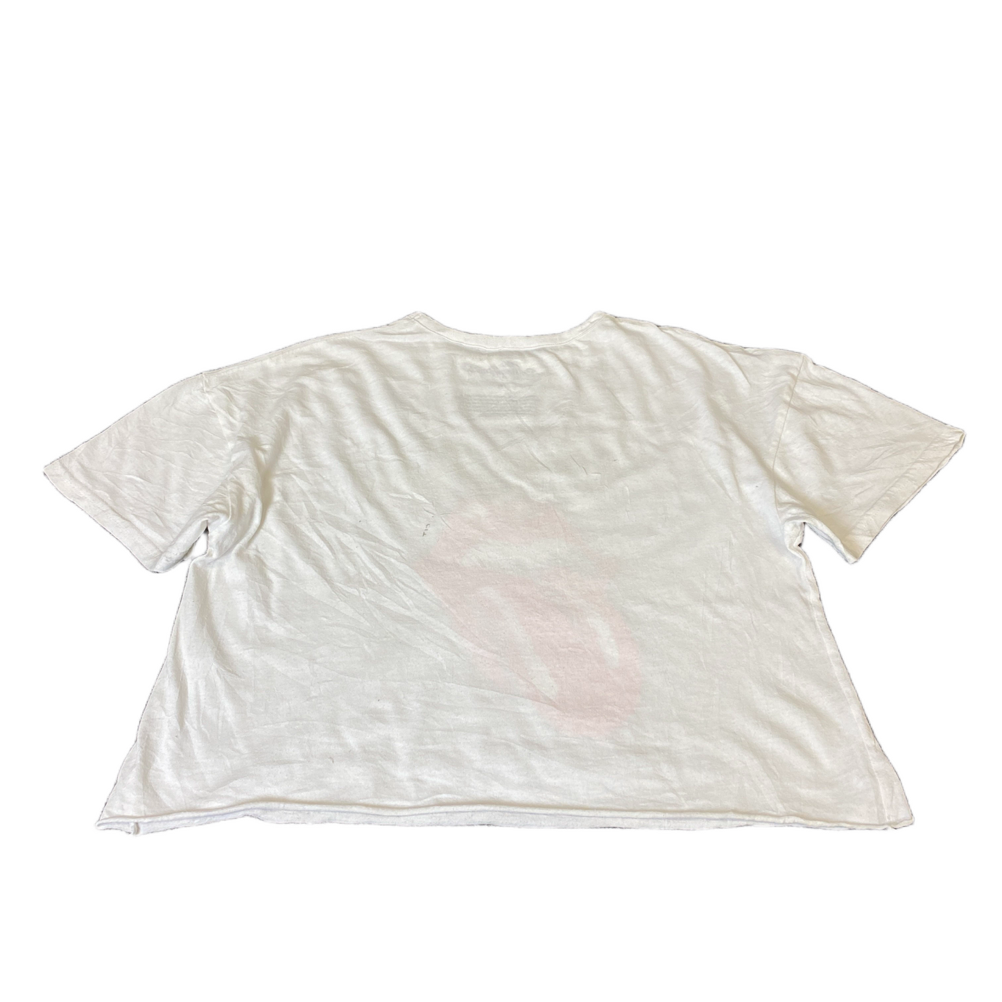 The Rolling Stones Crop T-Shirt Womens Small White Graphic Logo Short Sleeve Tee