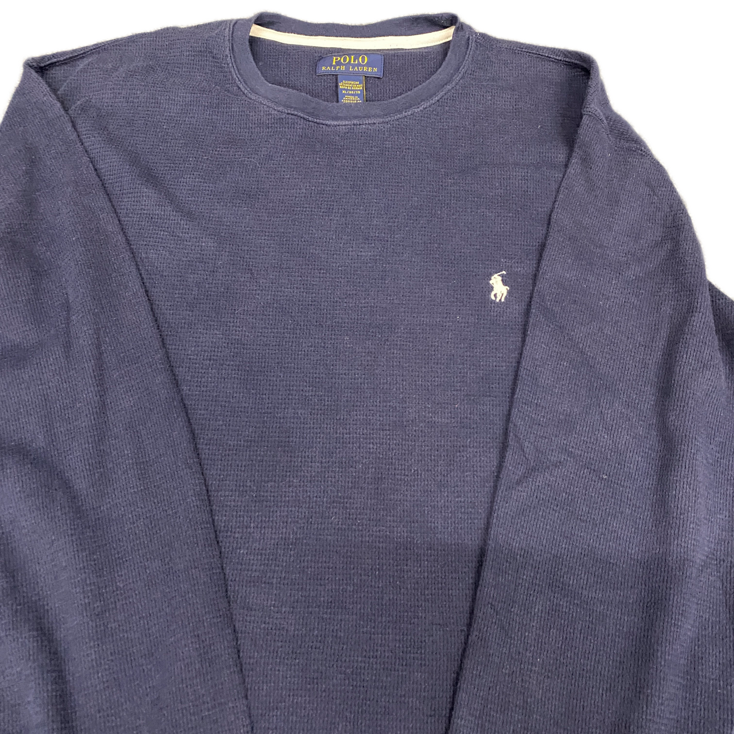 Ralph Lauren Sleepwear Pajama Shirt Mens XL Blue Pony Logo Long Sleeve Pullover