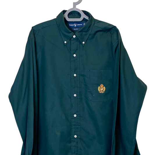 Ralph Lauren Shirt Mens Large Green Single Chest Pocket Collared Button Down
