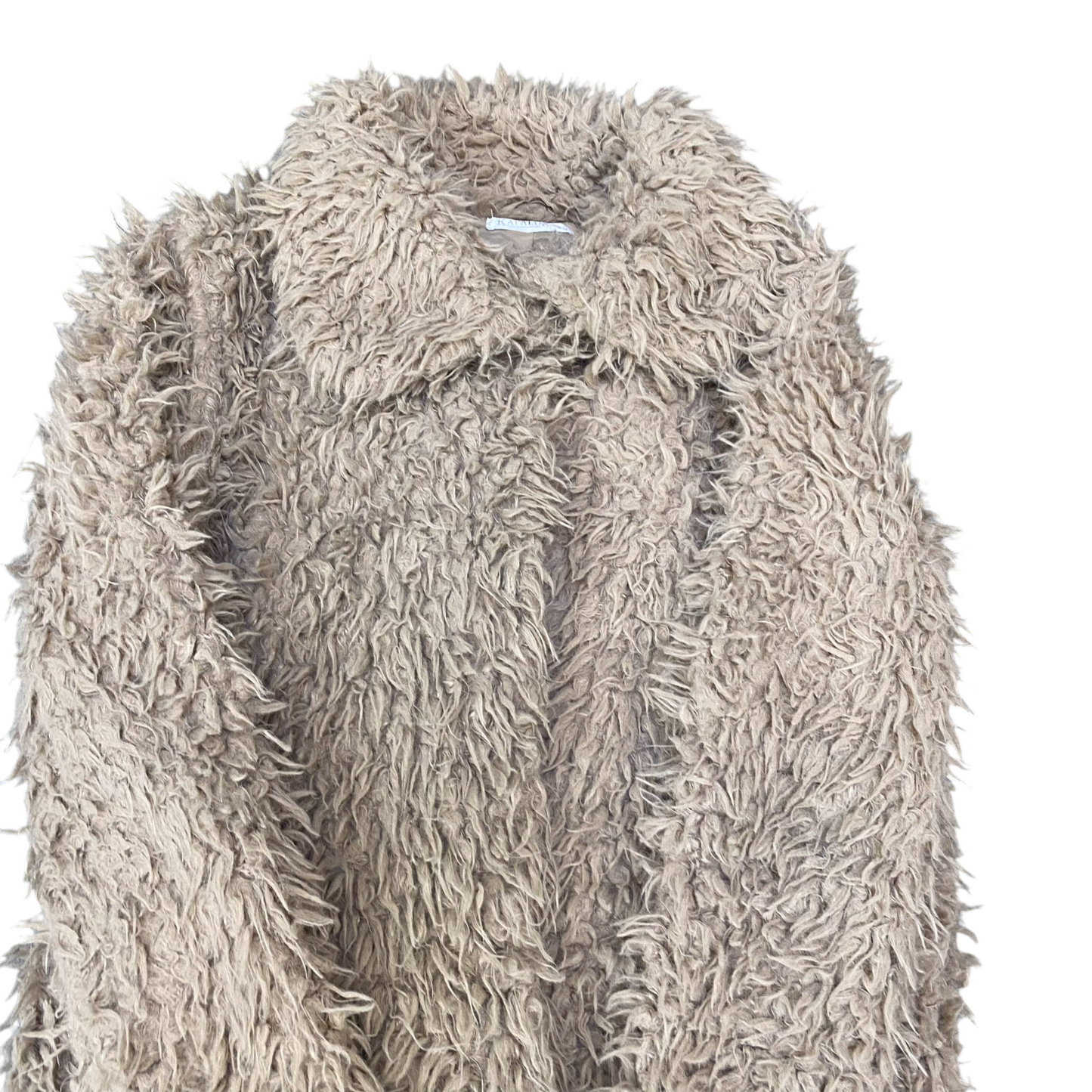 Kapalua Faux Fur Coat Womens XS Beige Lined Fuzzy Winter Long Sleeve Collared