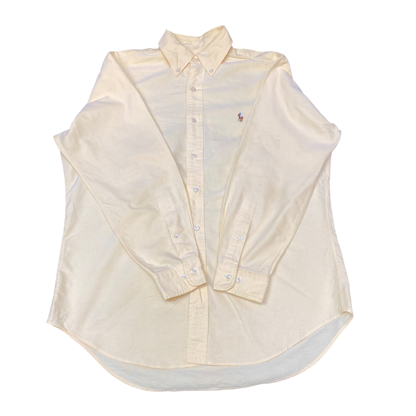 Ralph Lauren Formal Shirt Mens M Yellow Classic Fit Long Sleeve Logo Button Down