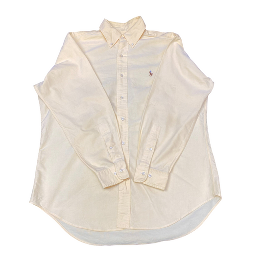 Ralph Lauren Formal Shirt Mens M Yellow Classic Fit Long Sleeve Logo Button Down