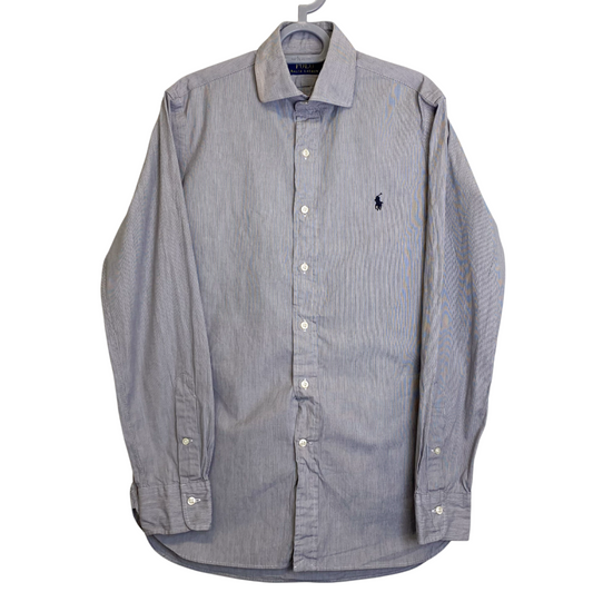 Ralph Lauren Formal Shirt Mens Small Black Pinstripe Small Black Polo Pony Logo