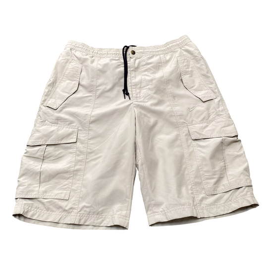 Nike Cargo Shorts Mens Small White Utility Pocket Thermal Lined Embroidered Logo