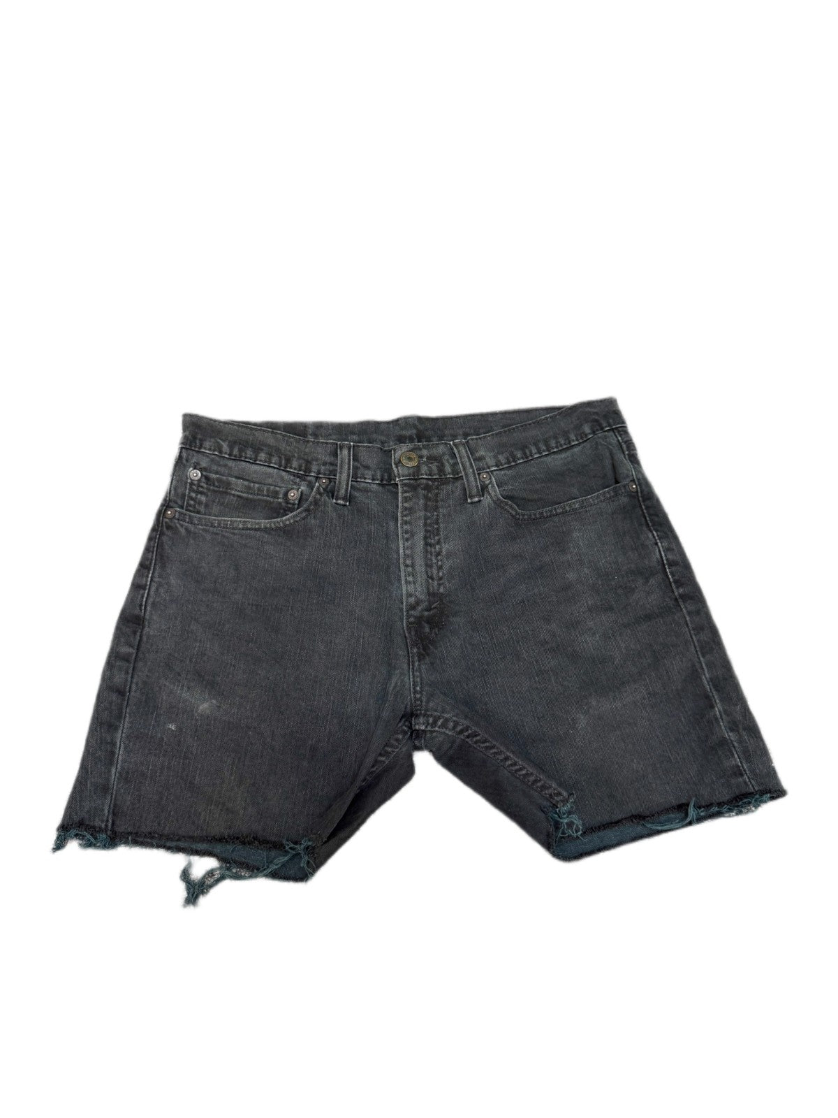 Levi's 511 Jean Shorts Fits as Mens L 34" Waist Black Denim Red Tab Frayed Hem