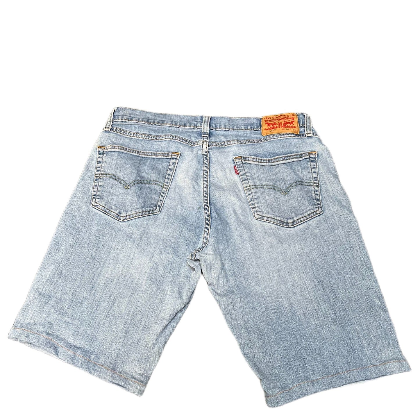 Levi's 541 Jean Shorts Fits as Mens L 34" Waist Blue Denim Athletic Fit Red Tab