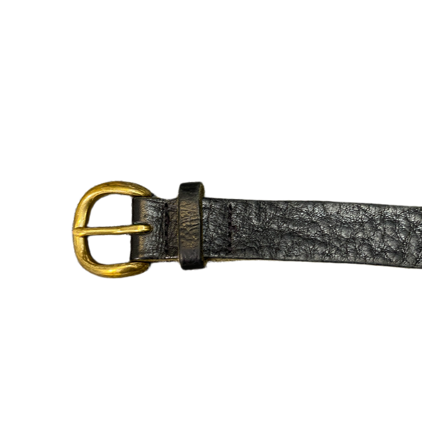 Waist Belt Men Black Leather Adjustable Classic Brass Pin Buckle 36.5 inches