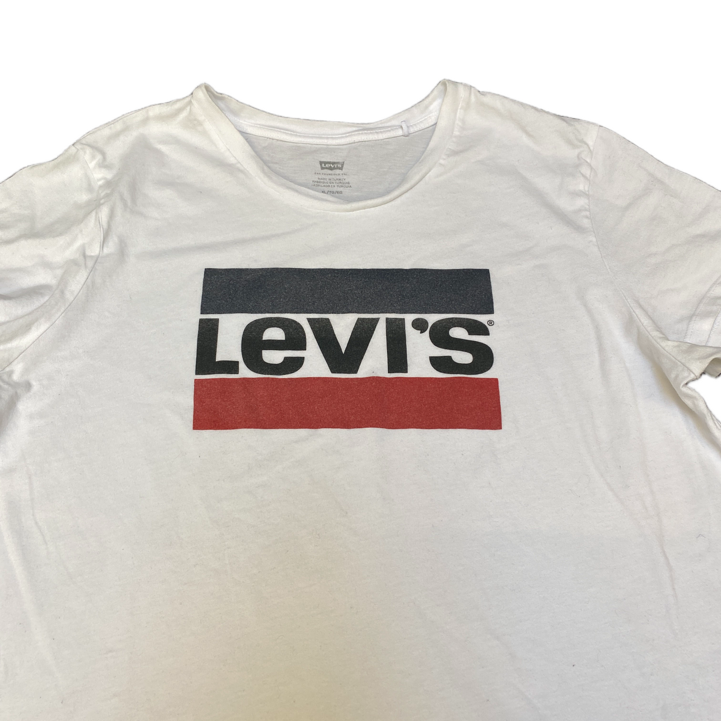 Levi's Perfect T-Shirt Womens XL White Graphic Print Stretch Round Neck Pullover