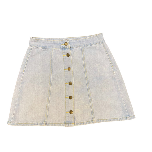 Shein A-Line Mini Skirt Womens M Blue Denim Light Wash Casual Button Front