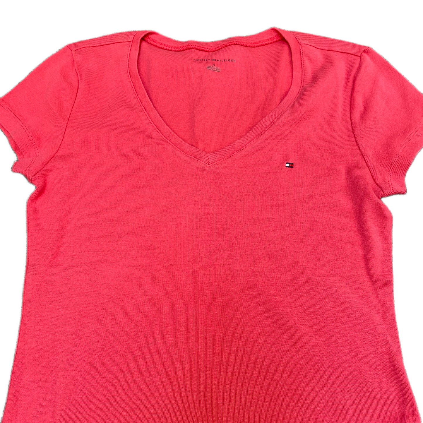 Tommy Hilfiger Basic Shirt Womens Medium Pink Regular Fit Straight Hemline Tee