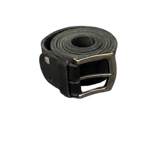 Waist Belt Mens Black Leather Adjustable Silver Pin Buckle 55.5 inches