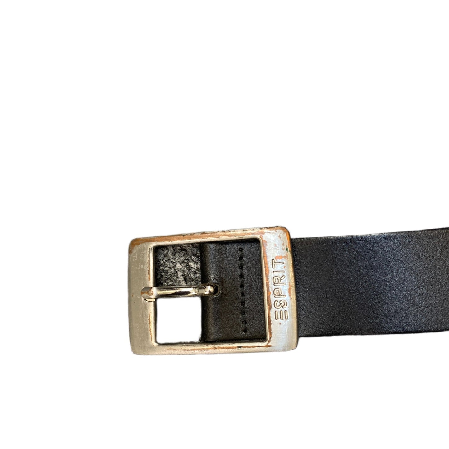 Esprit Waist Belt Mens Black Leather Adjustable Silver Pin Buckle 37 inches