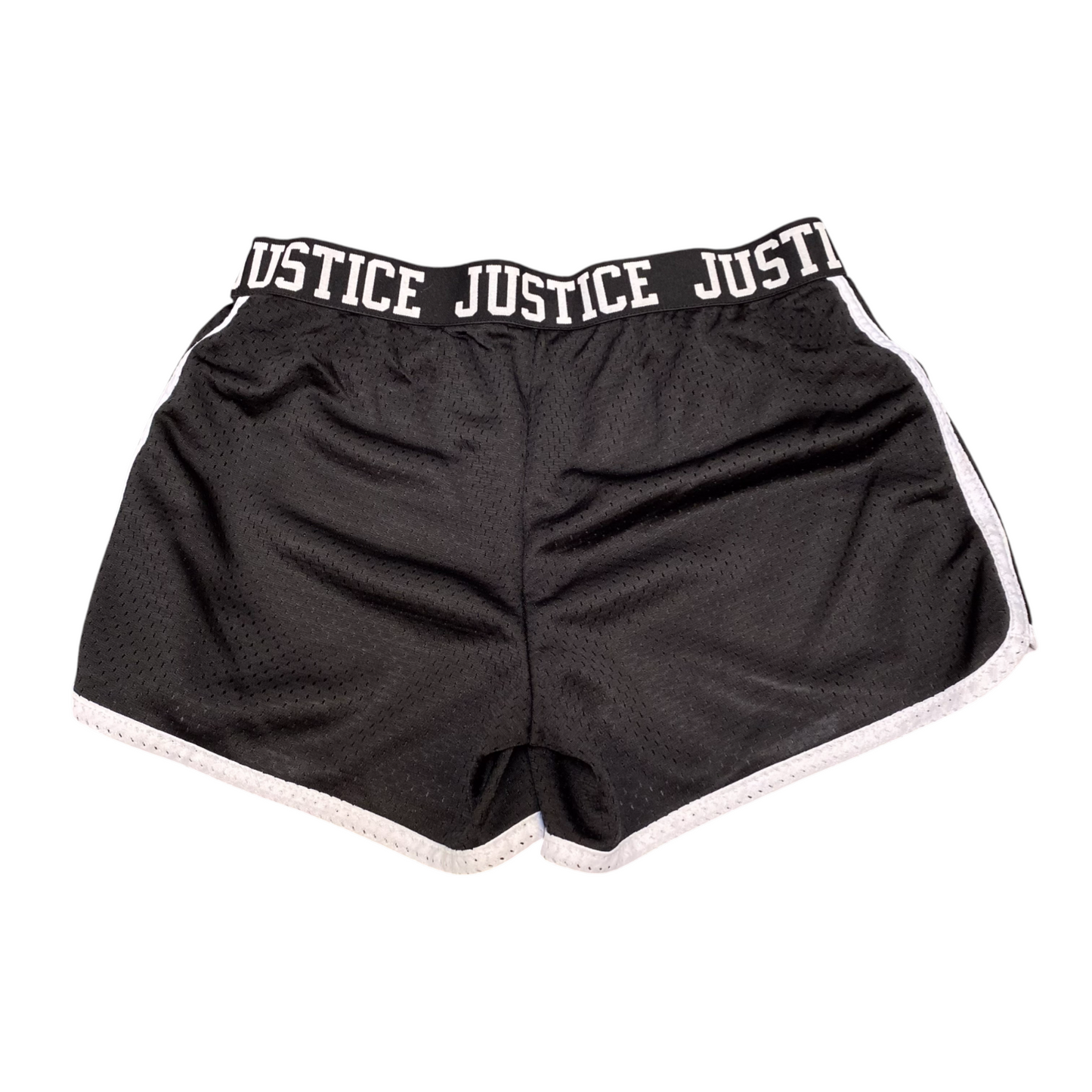 Justice Running Sprinter Shorts Womens 12W Black Mesh Elastic Waist Dolphin Hem