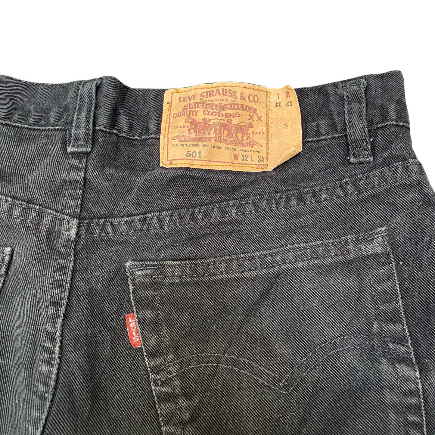Levi's 501 Jeans Mens 31" Waist Black Premium High Waisted Streetwear Grunge
