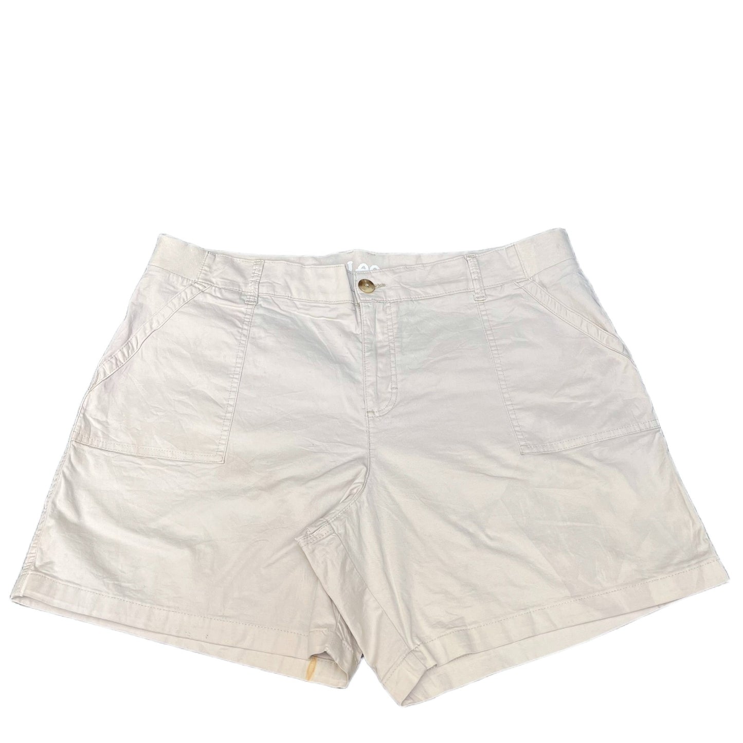 Lee Shorts Fits as Womens 2XL 41" Waist Beige Stretch Flap Pockets Elastic Waist