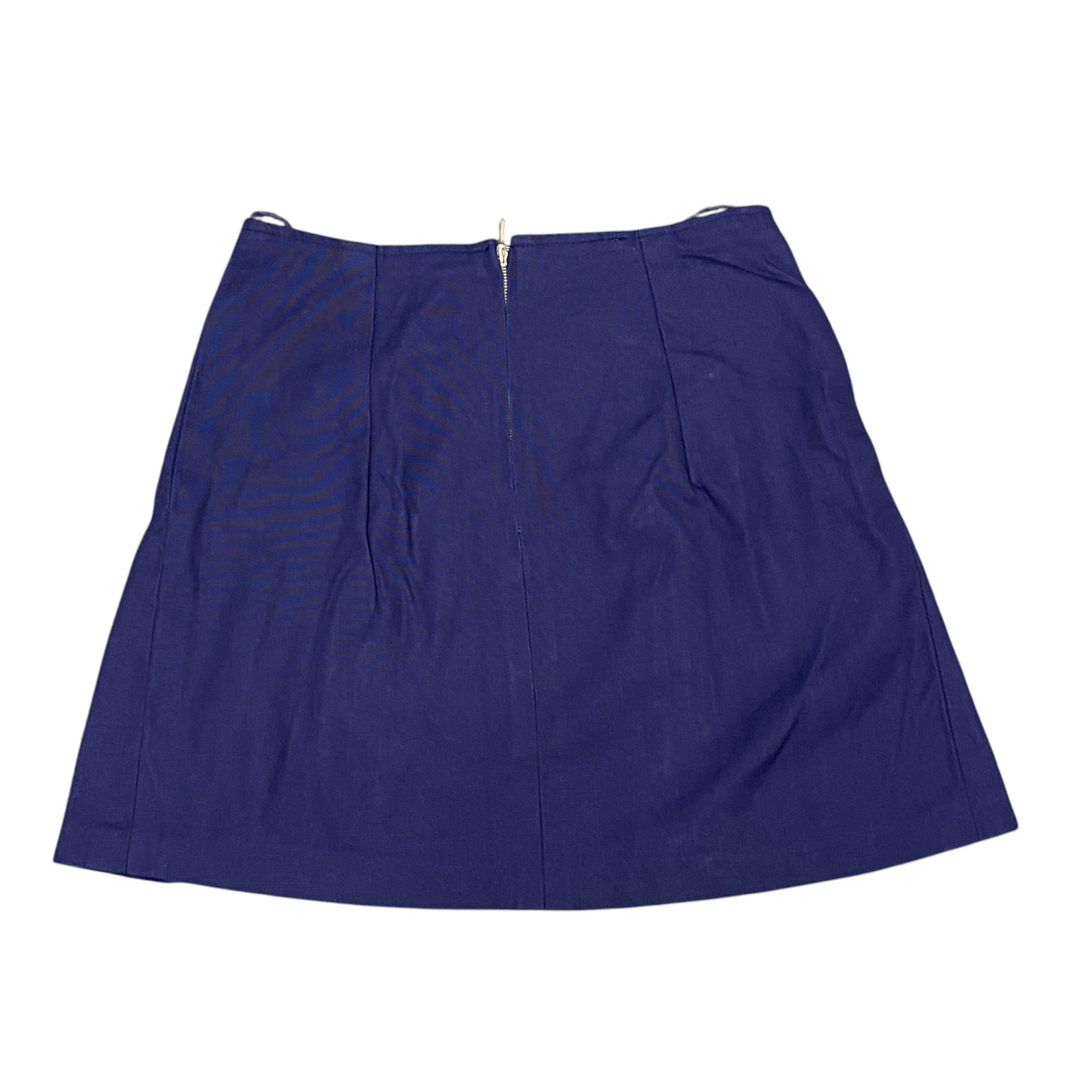 Womens A Line Skirt M Blue Nino Flex Double Pockets Canvas Pleated Back Zipper