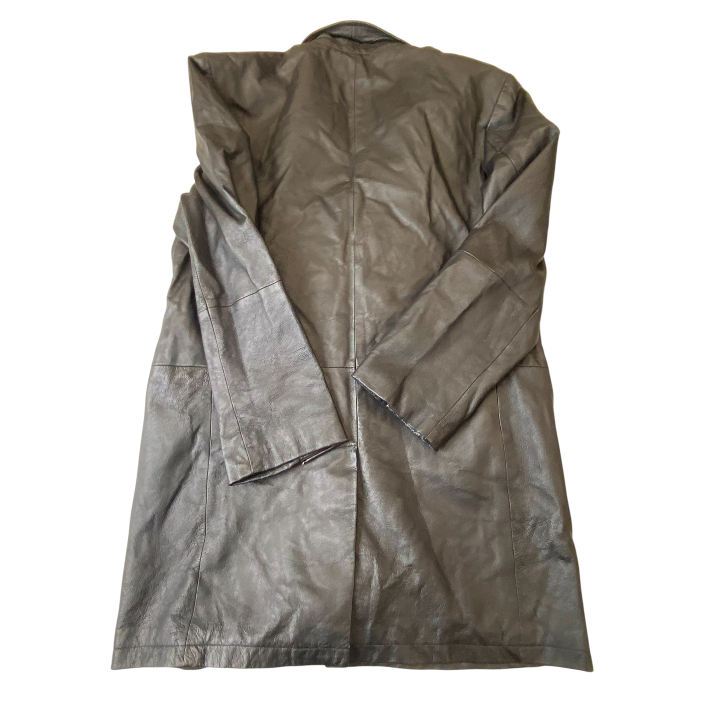 Men Leather Jacket Medium Black Long Sleeve Notch Lapel Single Breasted 3 Button