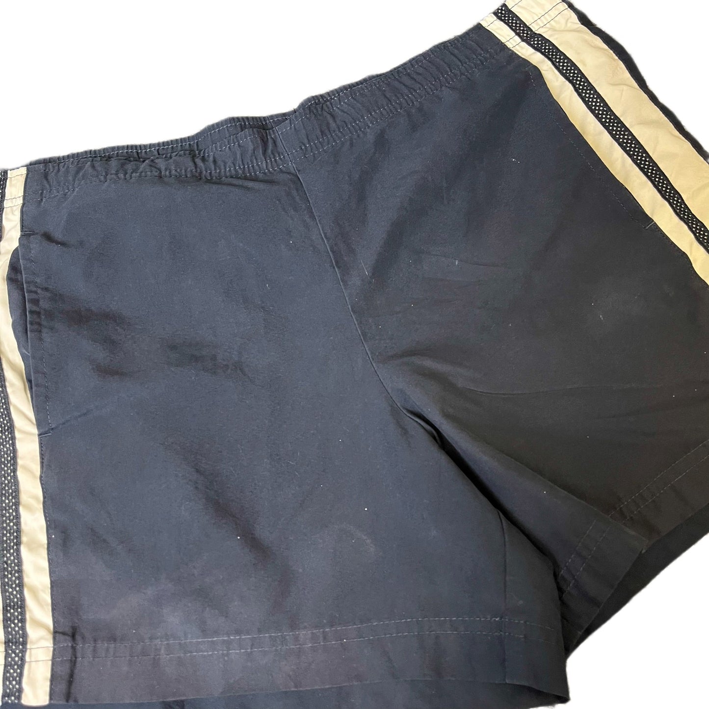 Nike Athletic Track Shorts Fits as Womens 2XL 35" Waist Navy White Elastic Waist