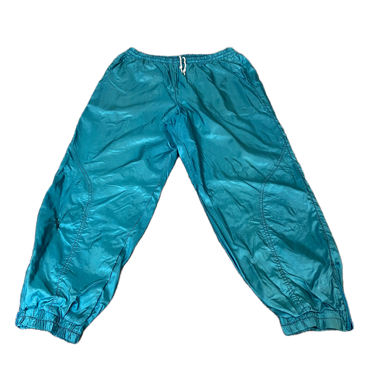 Rodeo Joggers Fits as Womens 32" Waist Blue Windbreaker Drawstring Trousers