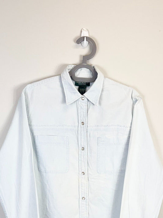 Ralph Lauren Shirt Mens Medium Blue Cotton Long Sleeve Single Pocket Button Down