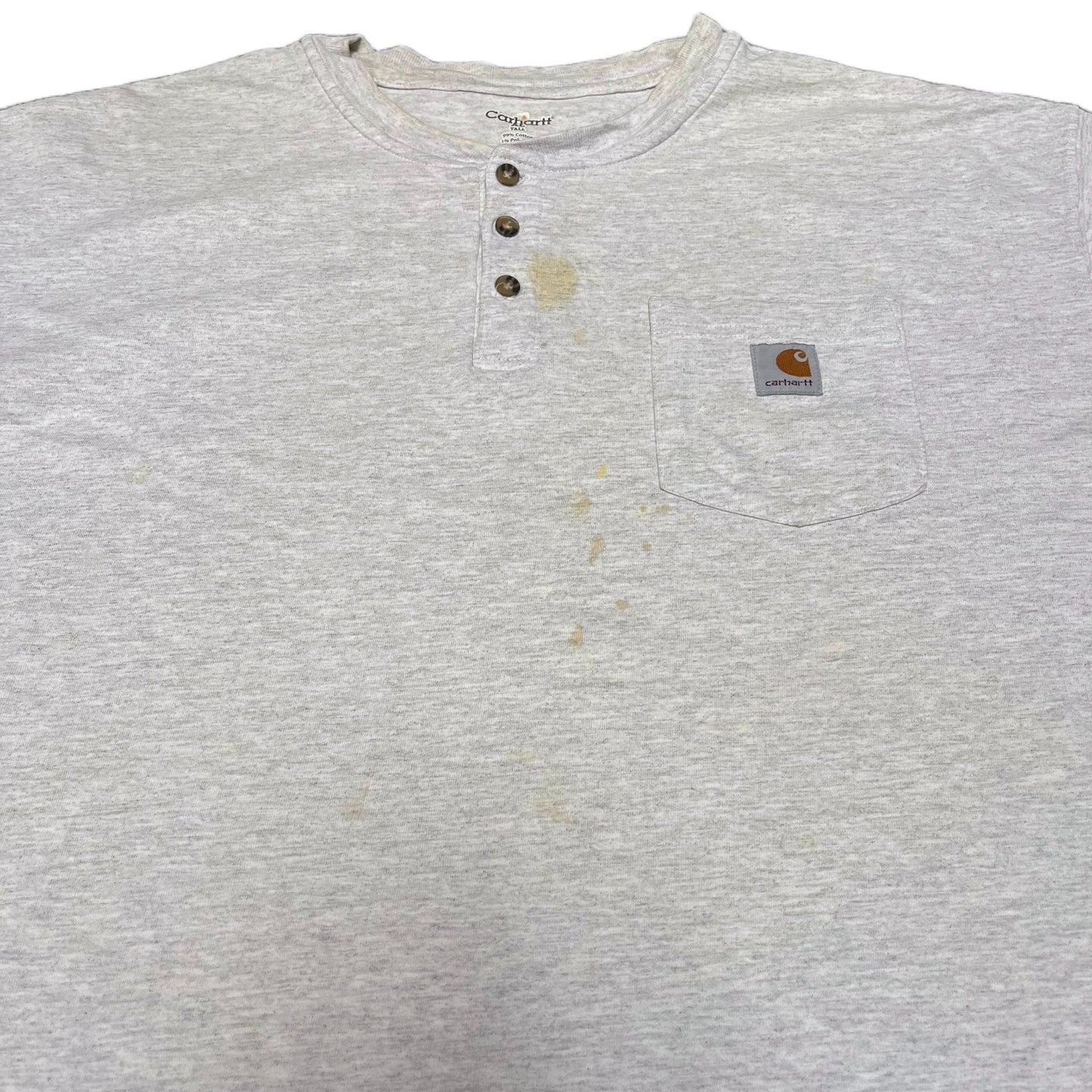 Carhartt Henley Pocket T-Shirt Mens 2XL Gray Heather Loose Fit Short Sleeve Tee