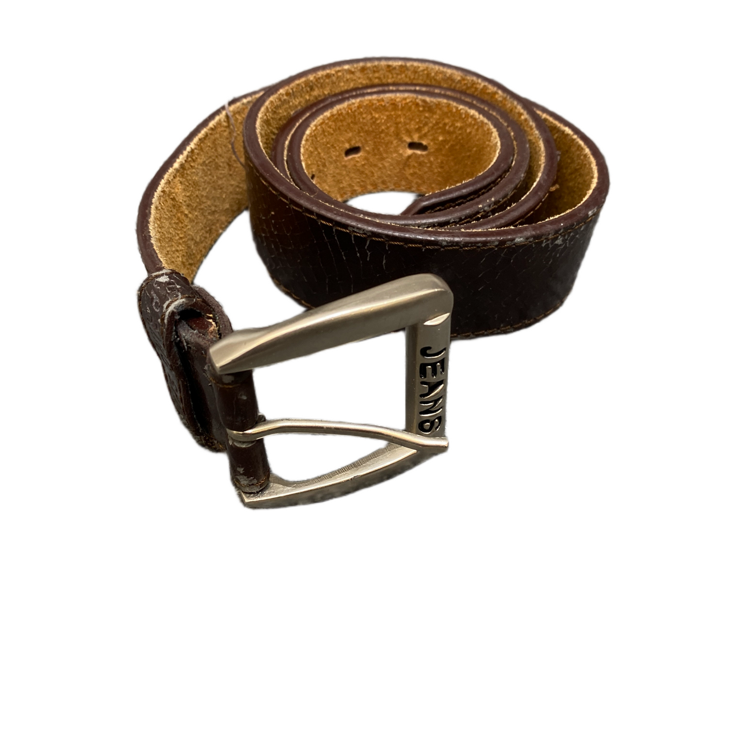 Jeans Waist Belt Mens Brown Leather Adjustable Silver Pin Buckle 41 inches