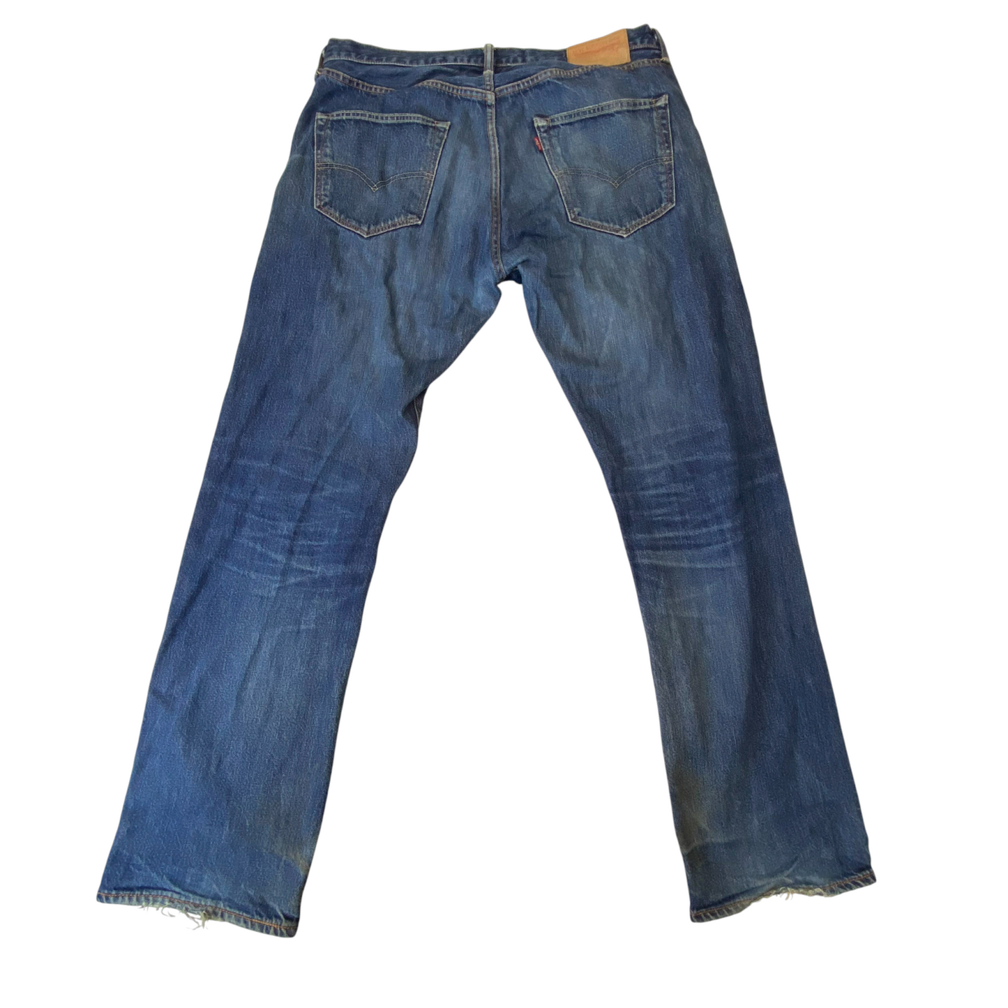 Levi's Jeans Mens XL Blue Denim Regular Fit Straight Leg Pockets Faded Outdoor