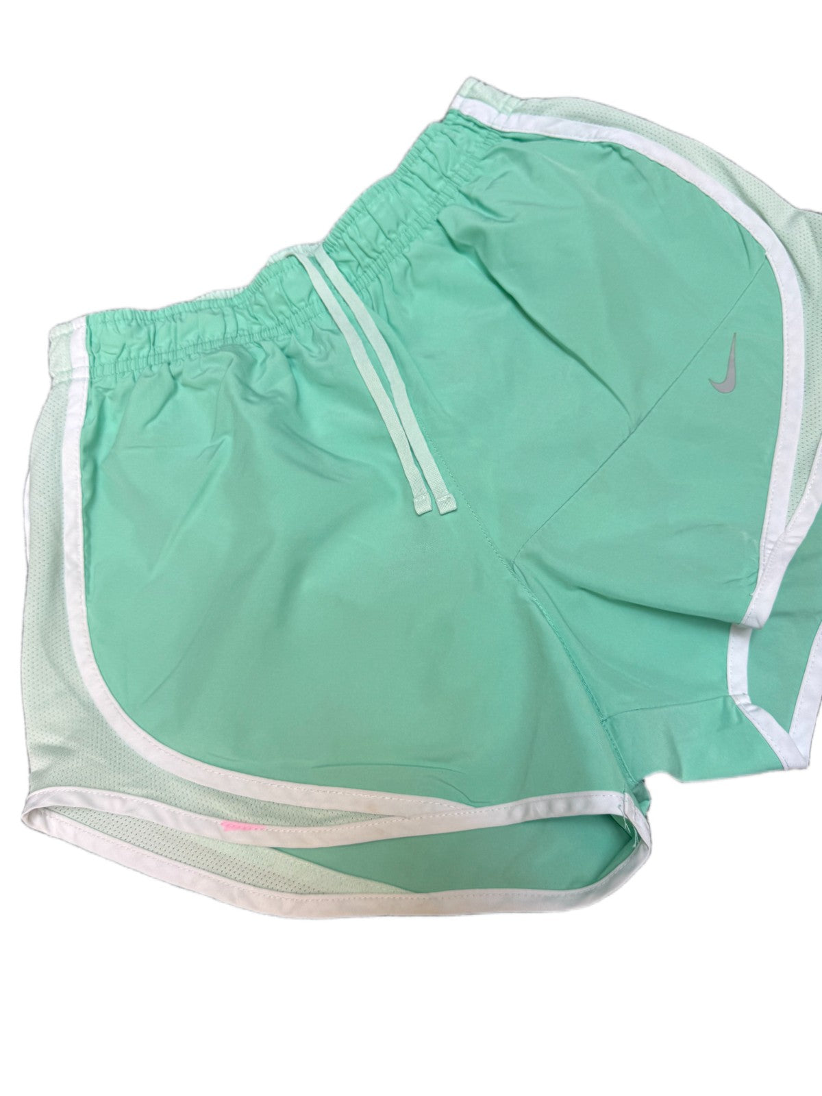 Nike Dri-FIT Running Shorts Womens S 25" Waist Mint Green Dolphin Hem Drawstring