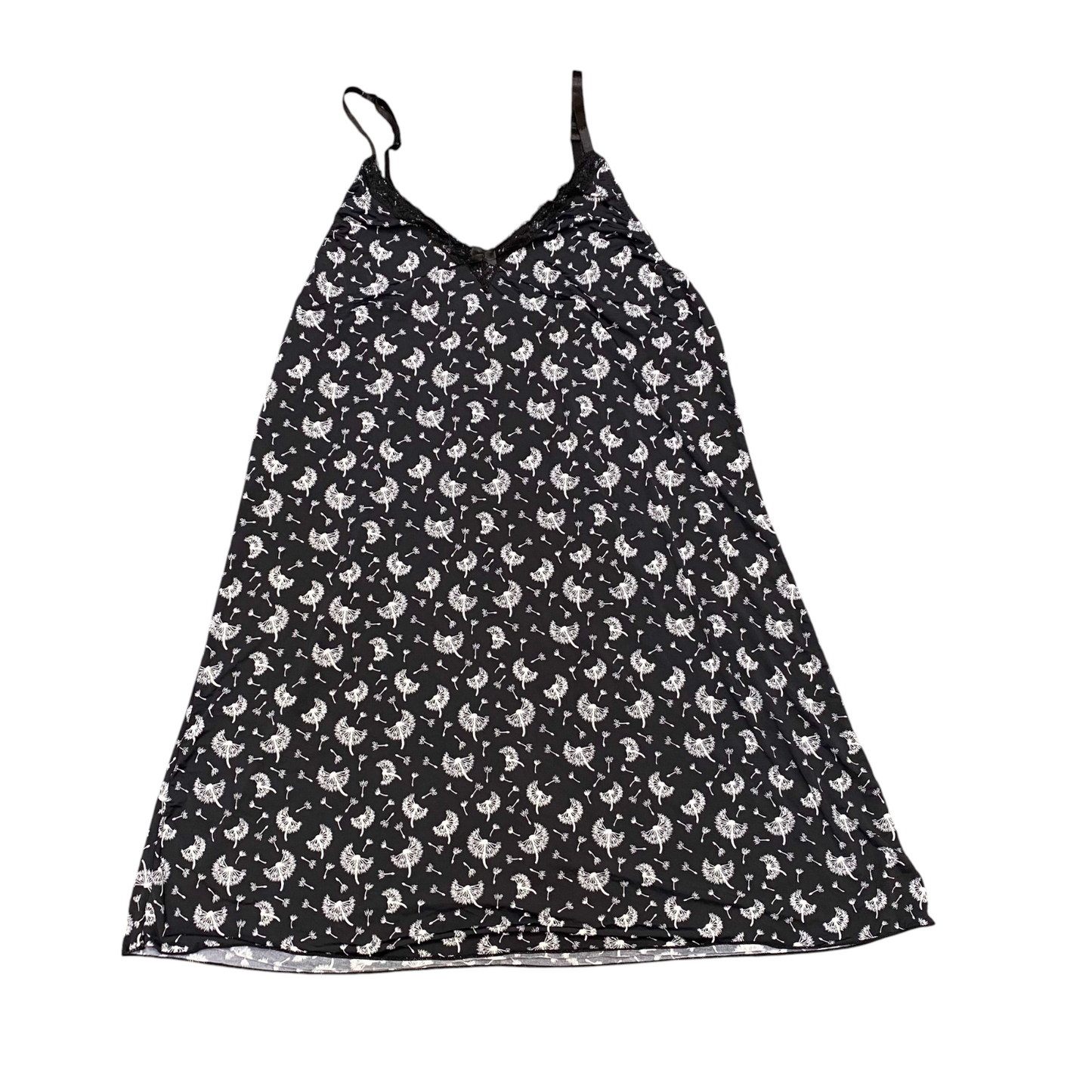 Women's Mini Slip Dress S Black Floral V Neck Adjustable Straps Sleeveless