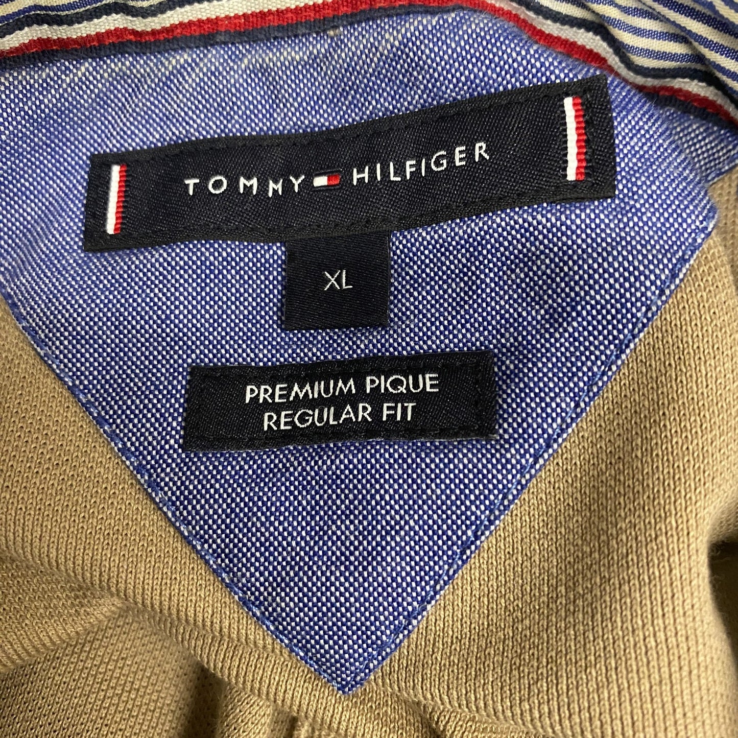 Tommy Hilfiger Polo Shirt Men XL Brown Regular Fit Short Sleeve Collared Popover