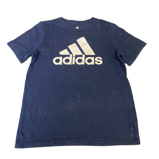 Adidas T-Shirt Girls M Blue Graphic Logo Short Sleeve Crew Neck Pullover Tee