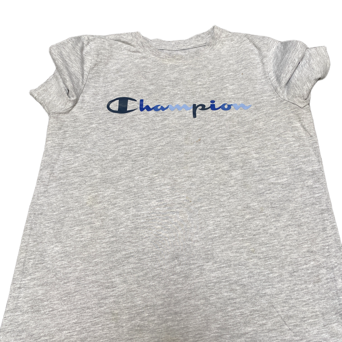 Champion T-Shirt Boys XS Grey Graphic Logo Short Sleeve Crew Neck Pullover Tee