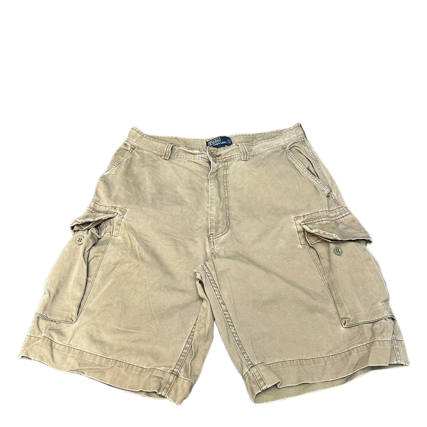 Polo Ralph Lauren Chino Shorts Fits as Mens Large 33" Waist Tan Utility Outdoor
