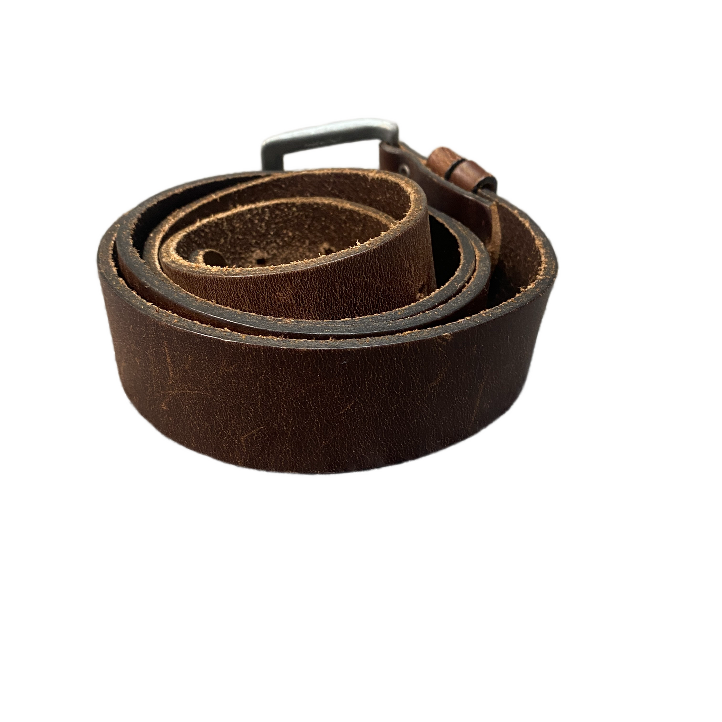 Waist Belt Mens Brown Leather Adjustable Classic Silver Pin Buckle 47.5 inches