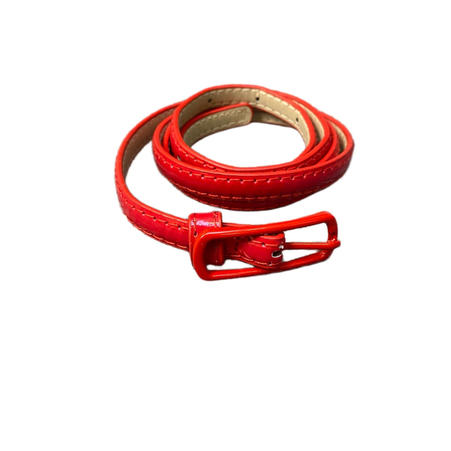 Waist Belt Womens Red Patent Leather Adjustable Silver Pin Buckle 40.5 Inches