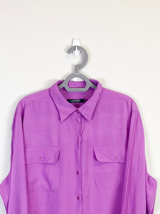 Ralph Lauren Shirt Mens XL Purple Detailed Pockets Collared Casual Button Down