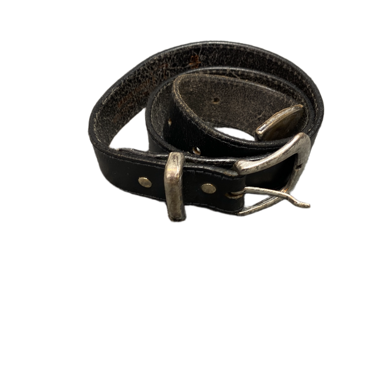 Waist Belt Mens Black Leather Adjustable Classic Silver Pin Buckle 30.5 inches