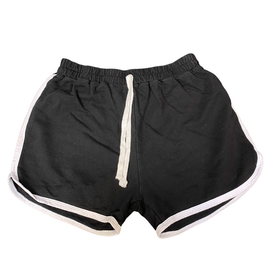 Running Sprinter Shorts Womens S Black Athletic Gym Elastic Waist Dolphin Hem