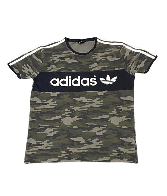 Adidas Originals T-Shirt Unisex Large Green Camouflage Short Sleeve Jersey Tee