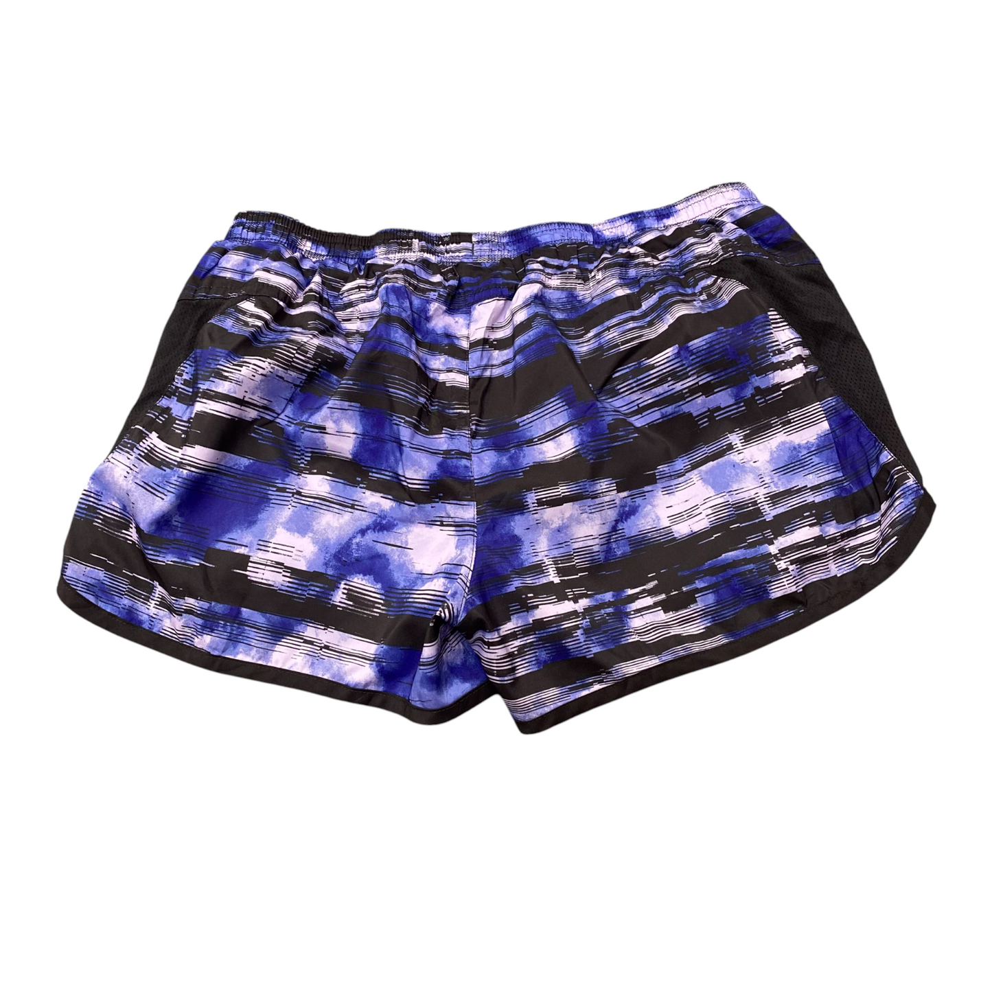 Active Running Shorts Womens M Black Blue Space Dye Semi-Fitted Drawstring Waist