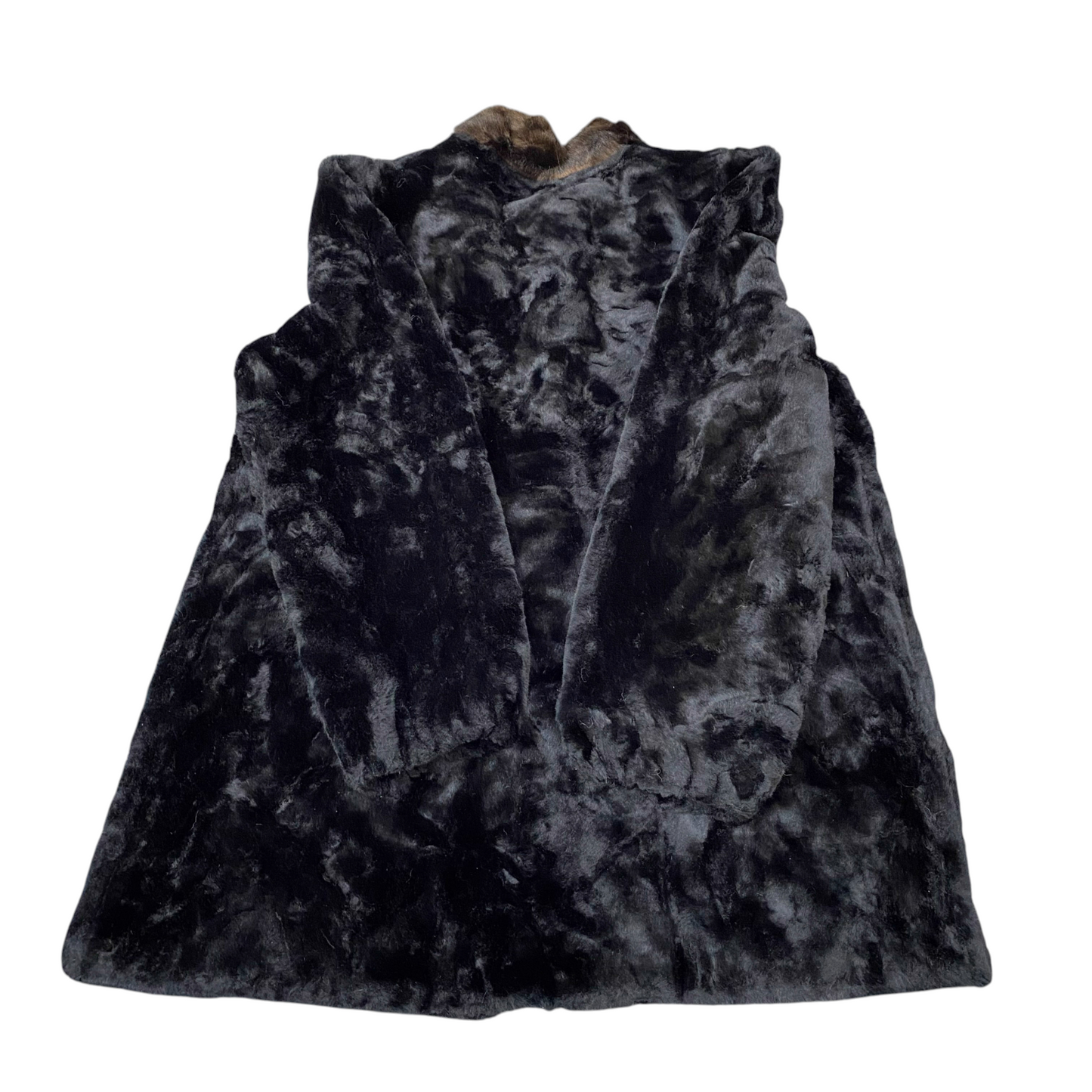Womens Genuine Faux Fur Jacket Large Black Lined Cozy Warm Winter Long Sleeve
