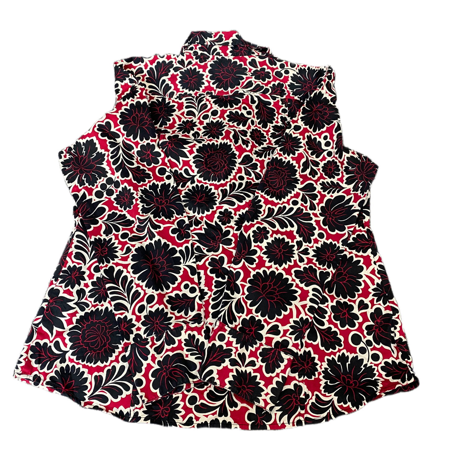 Tommy Hilfiger Shirt Womens L Red Black Floral Long Sleeve Collared Button Up