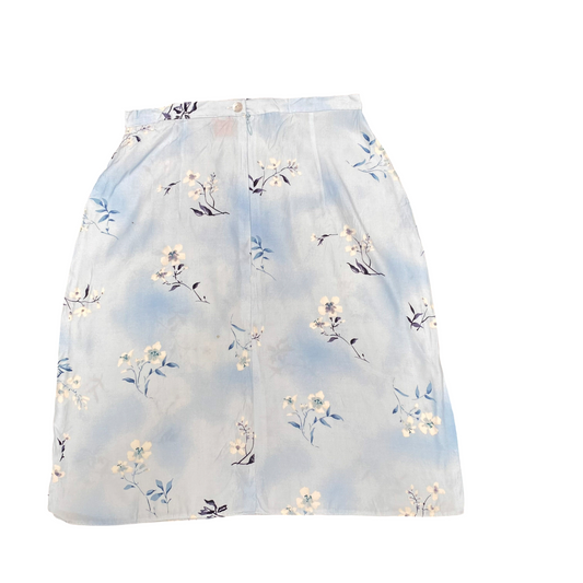 Tex A Line Skirt Womens S Light Blue Floral Casual Fit Outdoor Zip Front Y2K