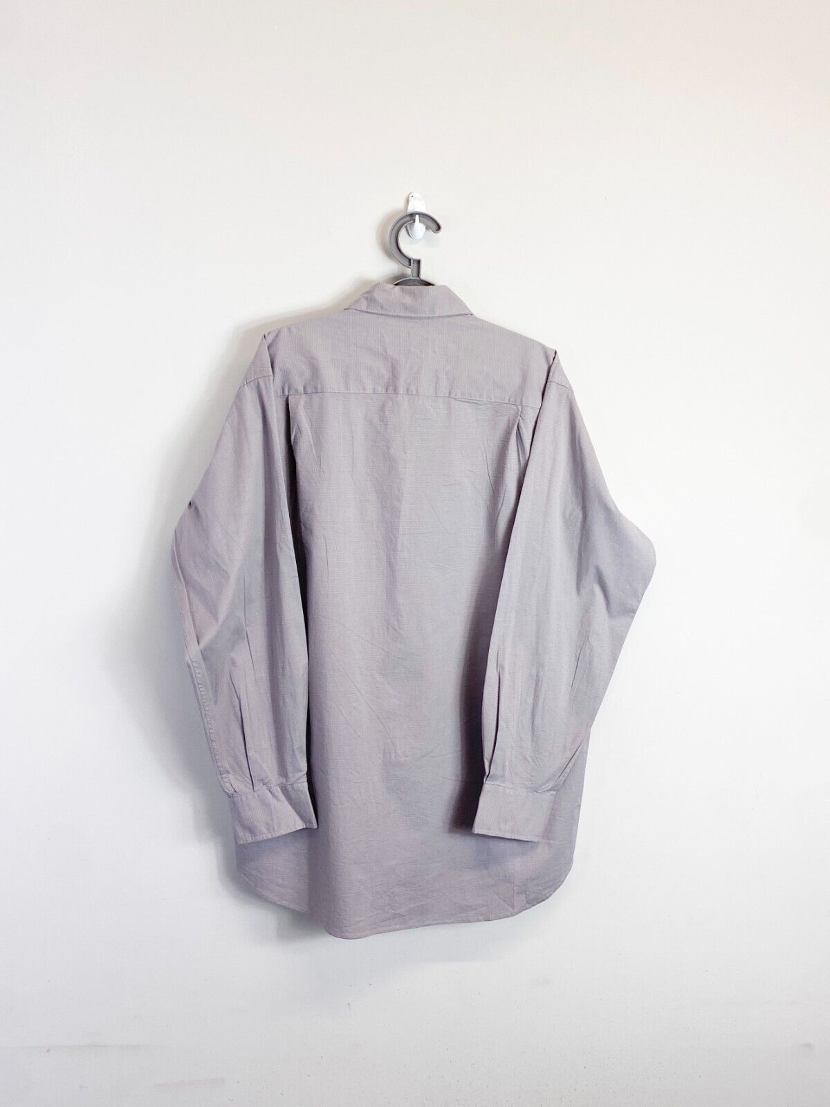 Nautica Dress Shirt Mens L Grey Natural Stretch Long Sleeve Collar Button Down