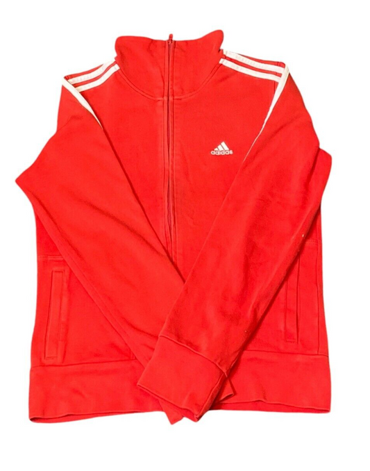 Adidas Jacket Women's 14 Red Logo Long Sleeve Full Zip Performance Essentials