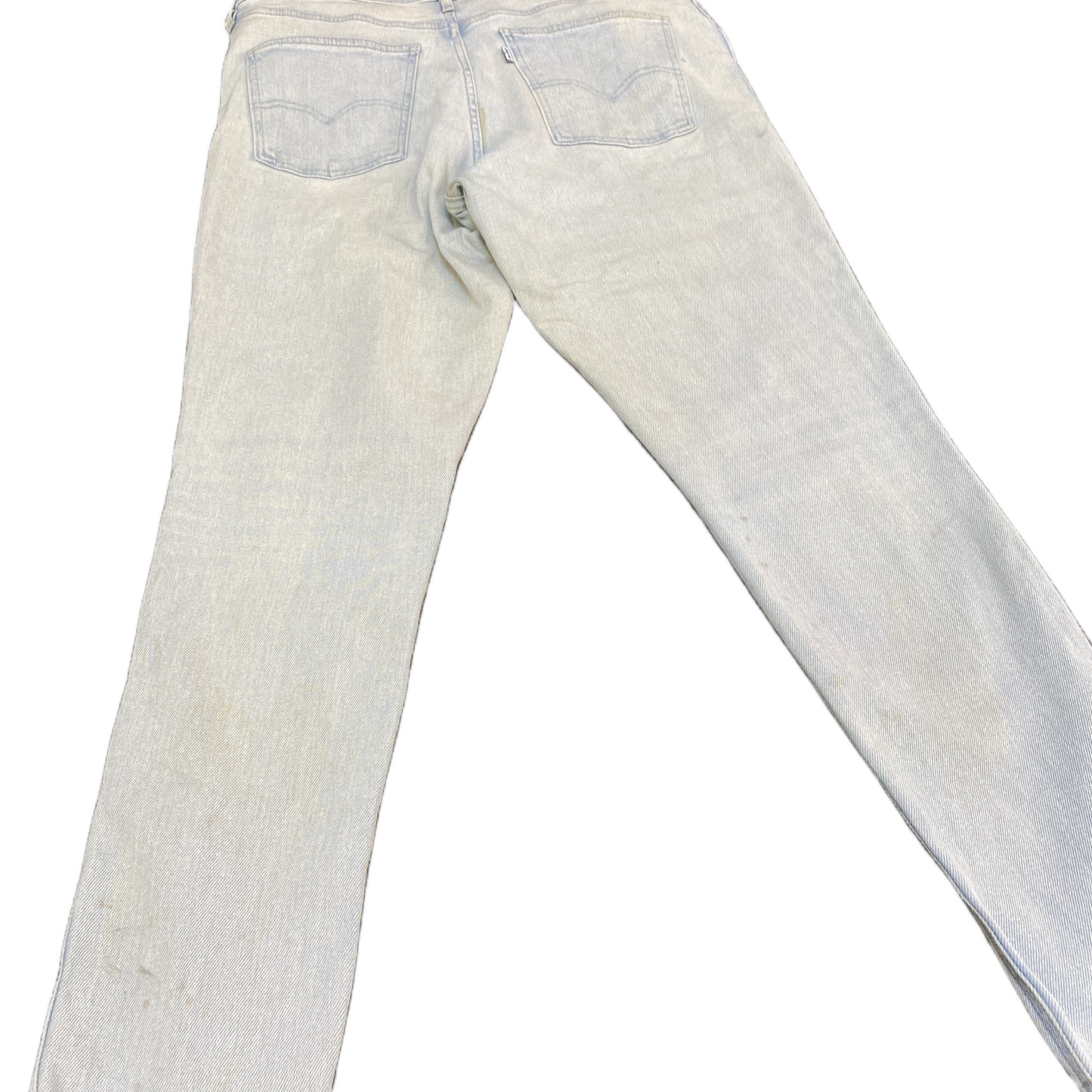 Levi's Jeans Fits as Womens 34" Waist Blue Denim Double Stitch Raw Hem White Tab