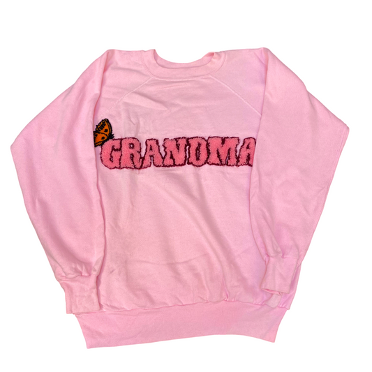 Pannil Grandma Sweatshirt Womens Large Pink Long Sleeve Crew Neck Pullover