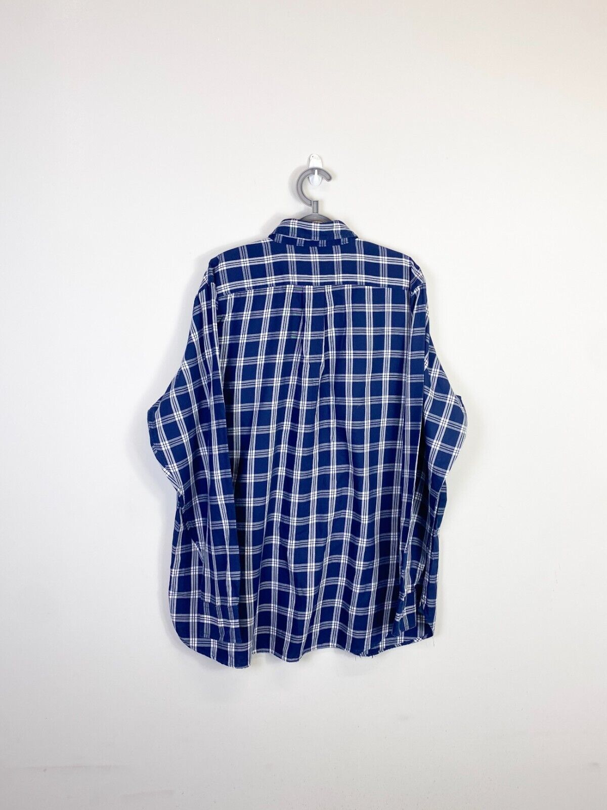 Chaps Shirt Mens Large Blue Checkered Casual Long Sleeve Collared Button Down