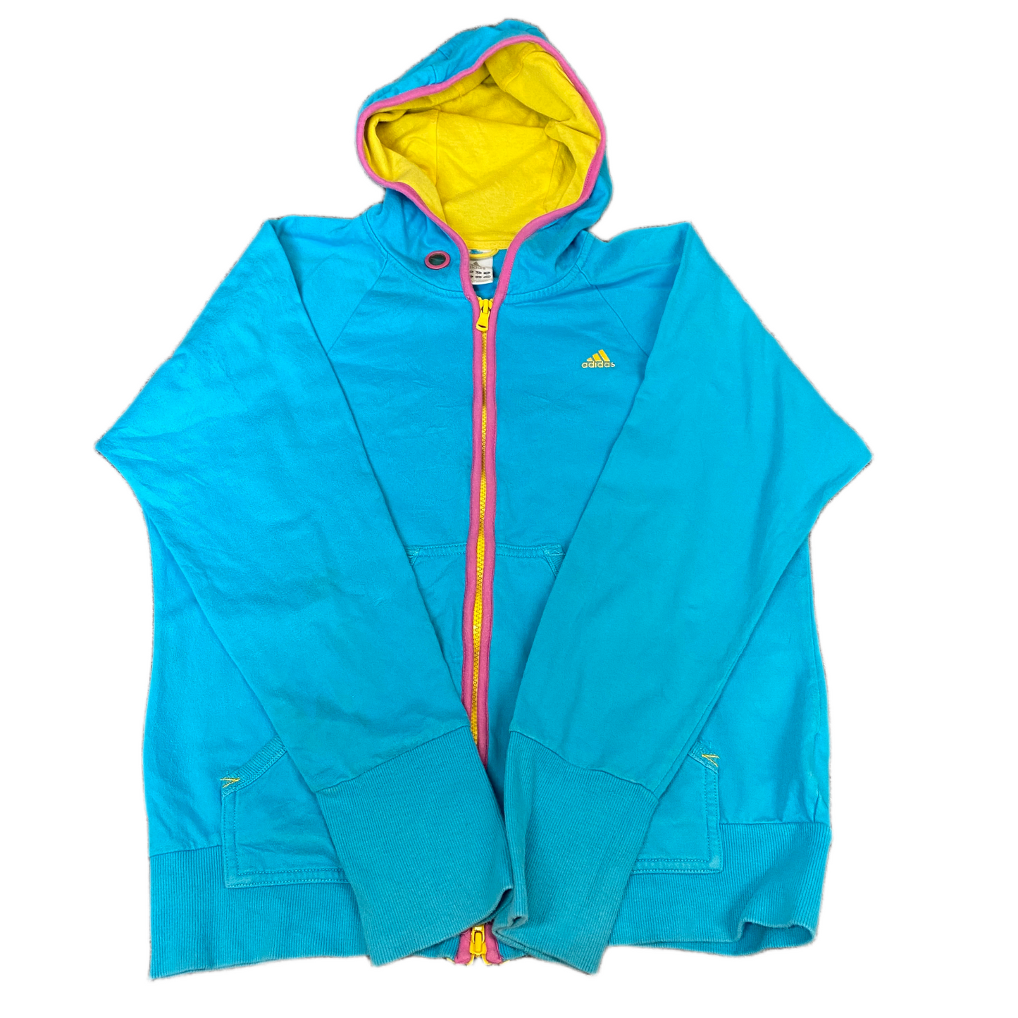 Adidas Hoodie Womens M Blue Lined Embroidered Logo Thumbhole Sleeve Full Zipper